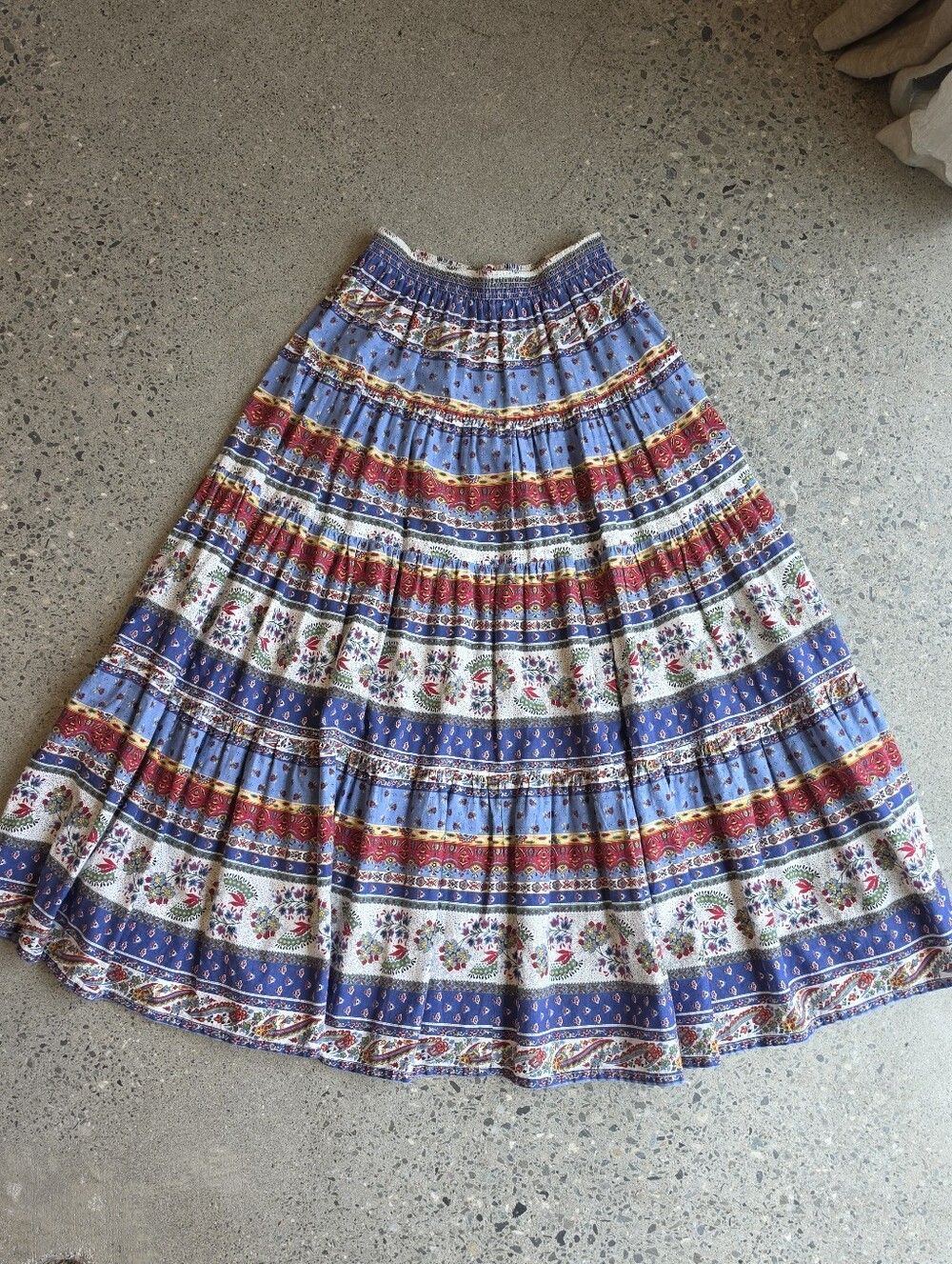 Vintage Floral Prairie Tiered Maxi Skirt
